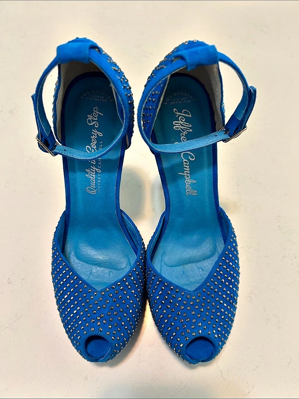 Jeffrey Campbell Middler Studded Platform Heels in Blue Suede US 7.5